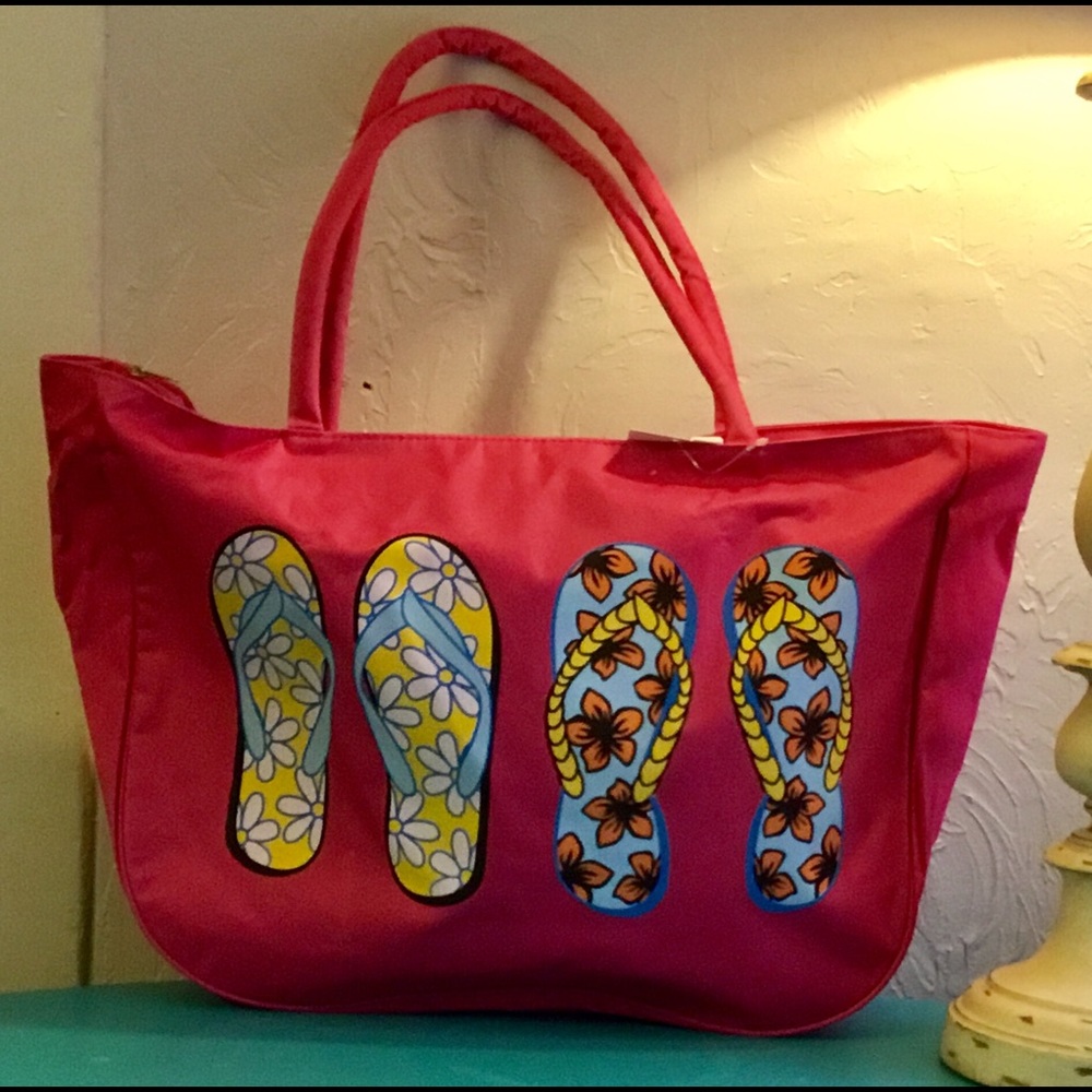 Pink Flip Flop Beach Bag
